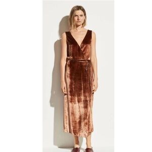 Vince Velvet Midi Dress in Rich Brown